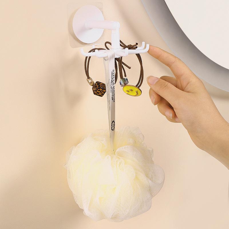 2PCS Multi-function Rotary 7 Claw Hook Kitchen Storage 360° Traceless Hook No Punch Stick Hook