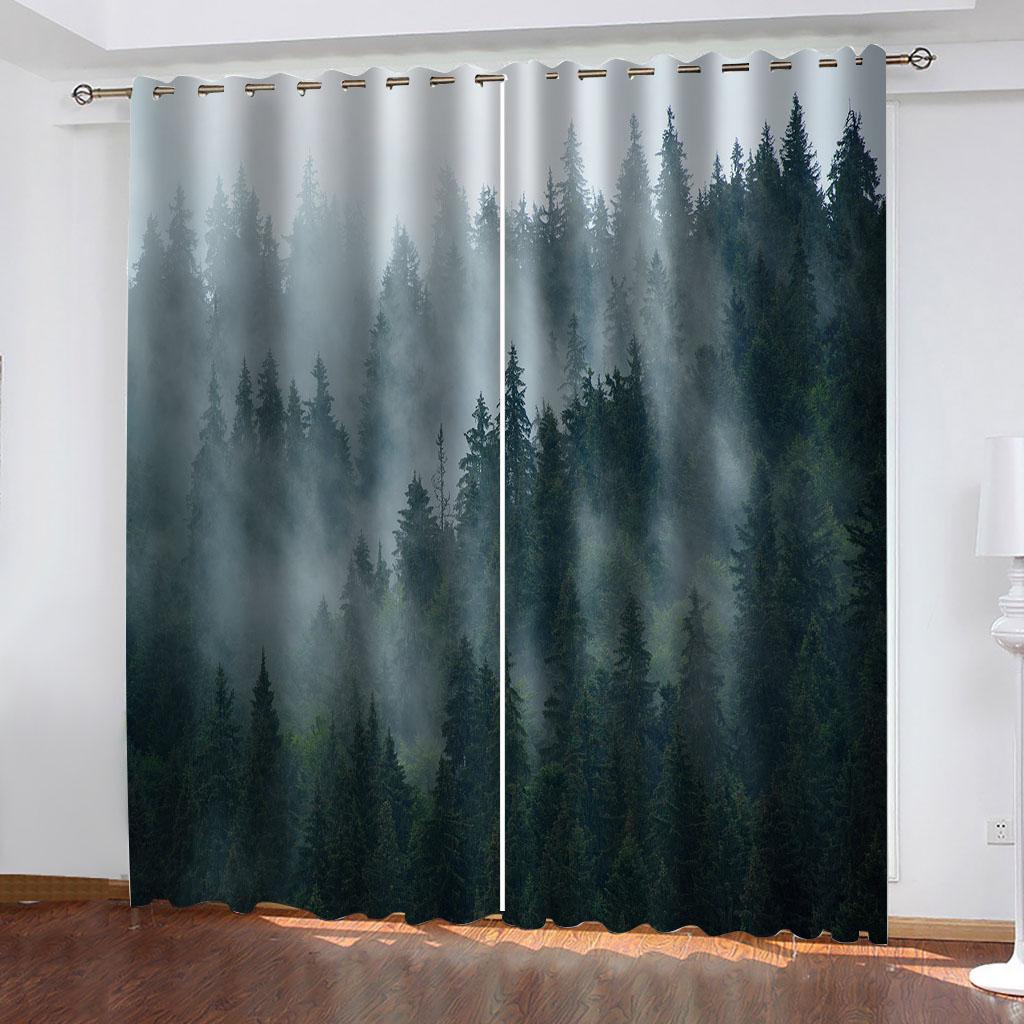 HUANZHUANG Curtains for Windows Living Room 3D Beautiful Landscape Scenery Blackout Curtains for Bedroom 2 Panels Boys Girls
