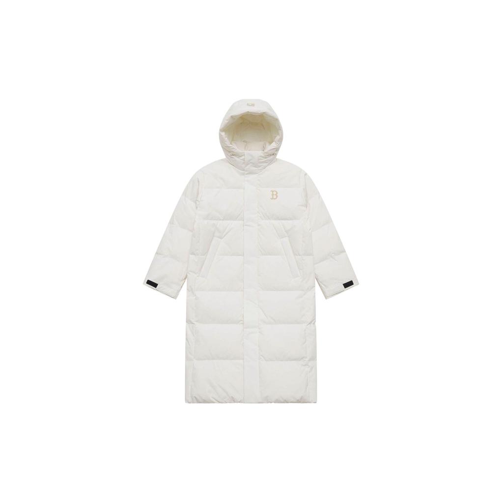 MLB Boston Red Sox Basic Series FW25 Duck Down Classic Logo Hooded Solid Thick Warm Comfortable Long Down Jacket Unisex outerwear 3ADJB3056-43IVS
