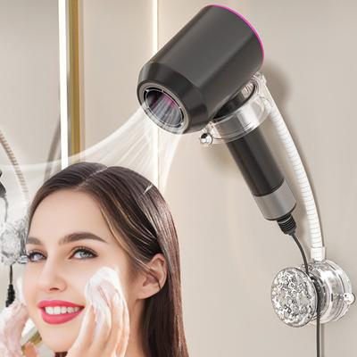 Wand-Haartrocknerhalter Wandmontage Saugfuß Föhnhalter Winkelverstellbarer Haartrocknerhalter mit Kabelaufbewahrung zur Badezimmerorganisation
