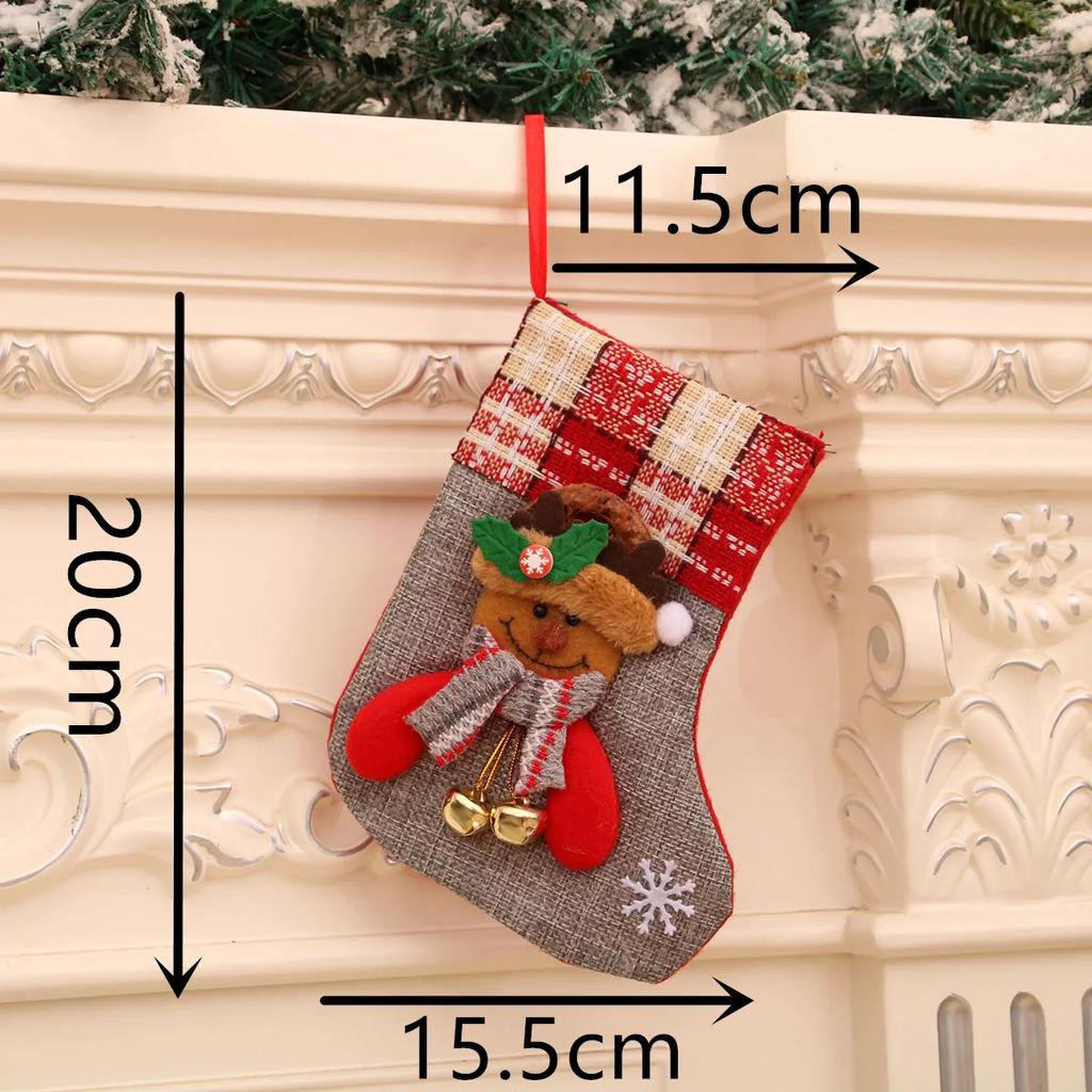 1PC Christmas 2026 Gifts Xmas Stocking Ornaments Holiday Gift Bags Festive Sock Tree Decorations for Xmas Party Home Decor