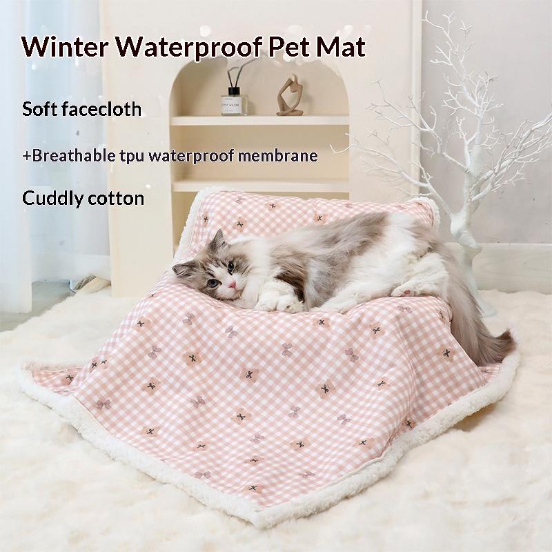 2026 New Dog Cushion Thickened Pet Blankets Warm Cartoon Cat Sleeping Mat Fluffy Dog Kennel Mat Autumn Winter