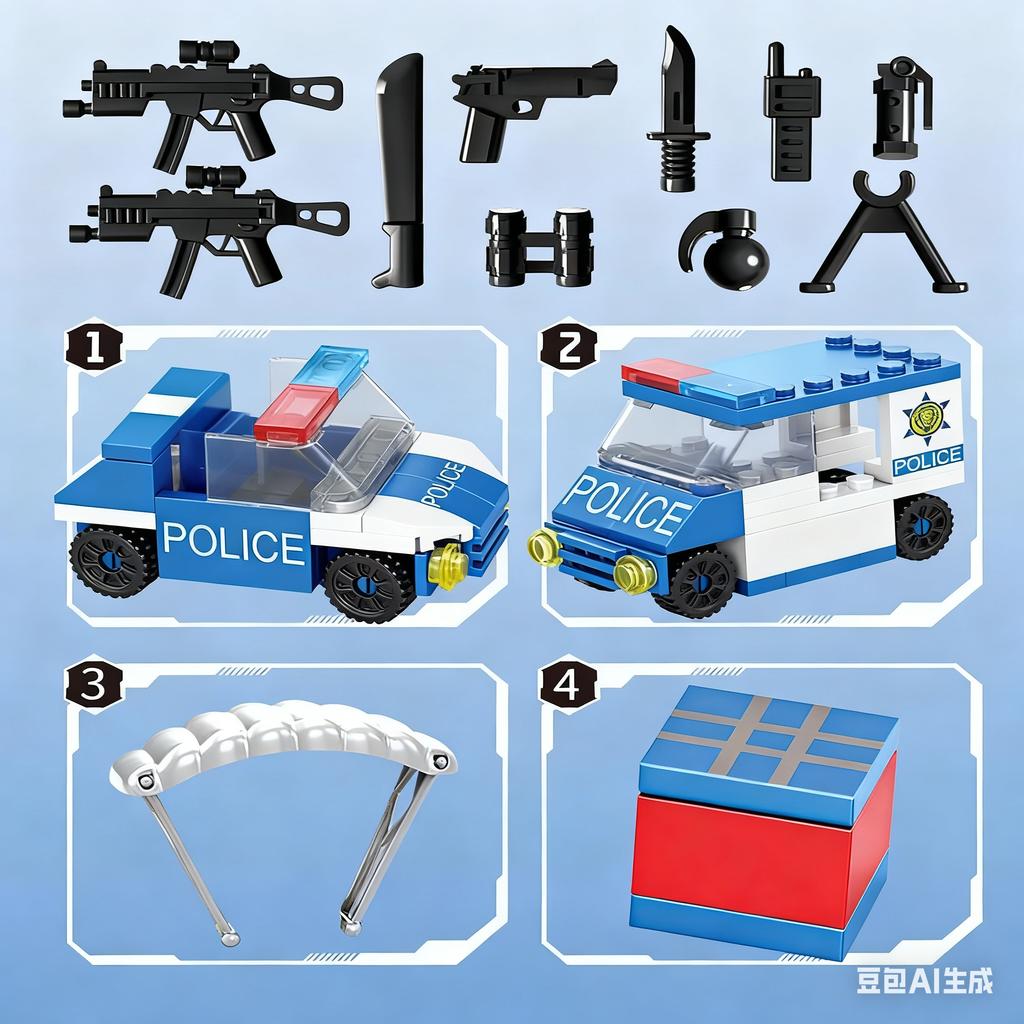 SWAT Police Station Military City Model Set Prison Car Policeman Figures Building Blocks DIY Toy for Kids Boys Christmas Gift
