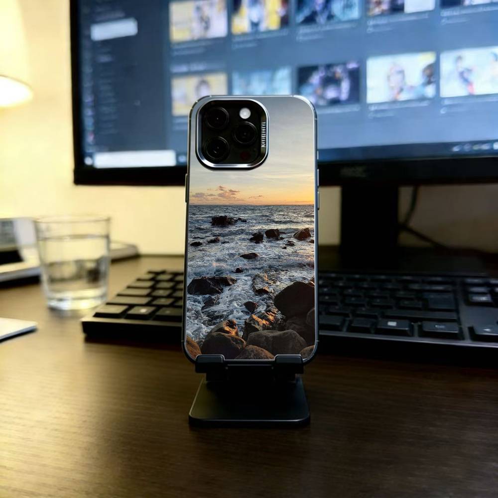 Marine landscape Phone Case For iPhone 17,16,15,14,13,12,11 Plus,Pro Max,XS,Colorful Silver Phone case Funda Cover