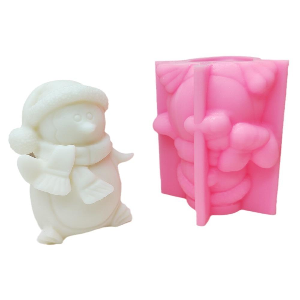 3D 2025 Christmas Snowman Candle Silicone Mold Christmas Scarf Penguin Candle Mould Christmas Gift Gypsum Molds