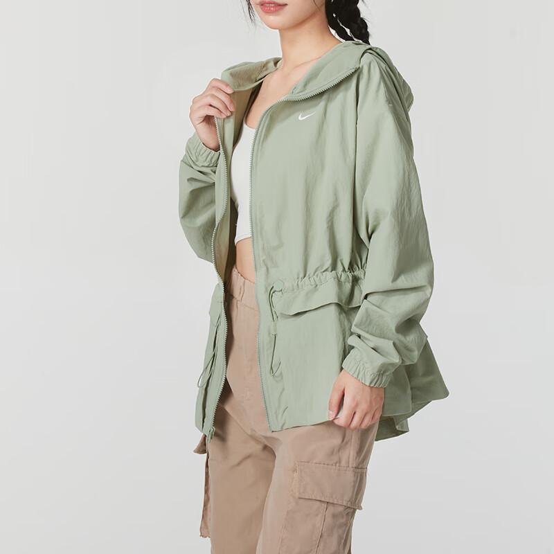 Nike Oversized Hooded Zipper Solid Jacket Women Jackets Green FN3670-370