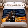 Manta Suave con Temática de Caballos Nombre Personalizado Impresión de Texto Manta Cálida Decoración para Sofá del Hogar Dormitorio