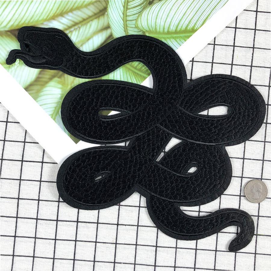 1Pcs Black Snake Embroidery Applique Patch Patches Clothing DIY Repair Apparel Accessories