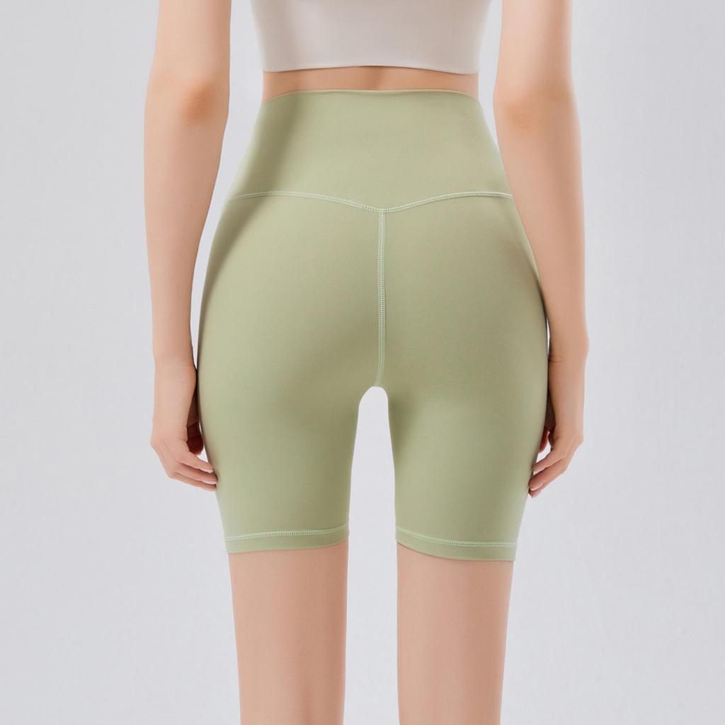 High-Waist Nude Yoga Shorts - Hip-Lifting, Tummy-Control, Free Size Lycra Sportswear