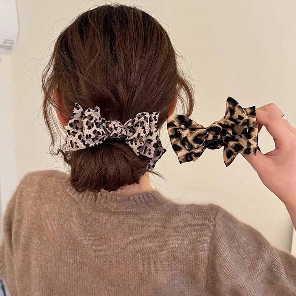 1pc Vintage Leopard Print Bow Premium Hair Grab Hair Accessory Is Suitable for Women To Wear