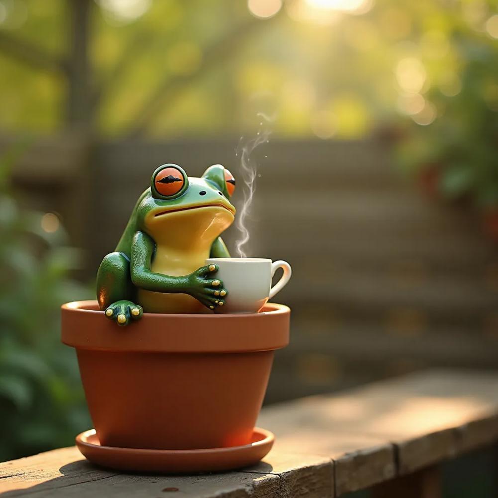 Frog Themed Decoration Outdoor Frog Ornament Whimsical Frog Resin Statue Sculpture for Home Office Garden Decor Cartoon Figurine