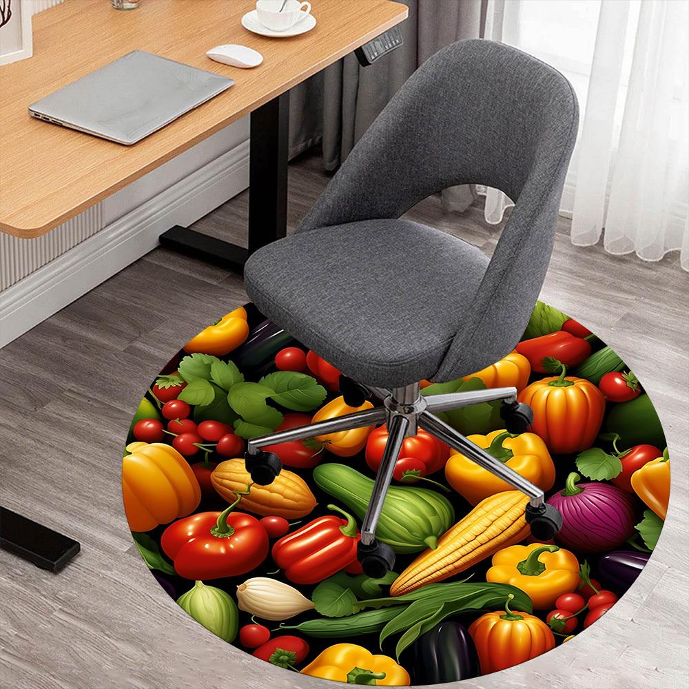 

1pc vegetables fruits Round Chair mat Area Rug - Non-Slip, Floor Mat for Office, Bedroom, and Indoor Decor c1125842 80cm by 80cm