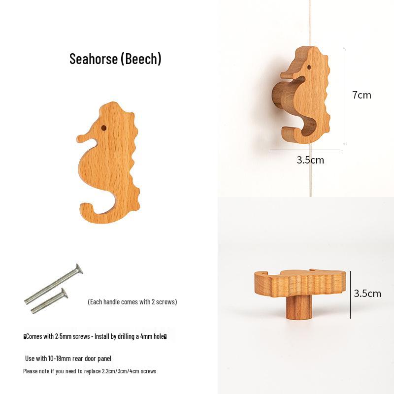 Dinosaur Handle for Children's Room - Cute Wooden Animal Cartoon Drawer & Cabinet Pull