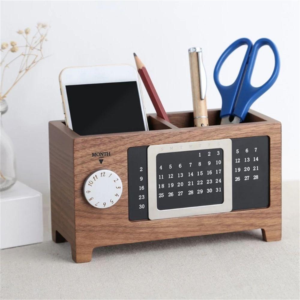 Pen Bracket Stationery Organizer Make Up Brush Holder Desktop Storage Box Calendar Pen Holder