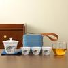 Ceramic Travel Tea Set (One Pot, Three Cups)