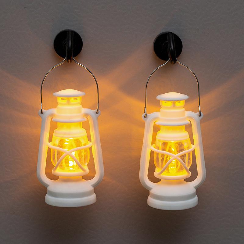 Mini Retro Petroleumlampe Kühlschrankaufkleber Hängendes Stück Leuchtende Dekoration Nachtlicht Puppenhaus Ornamente