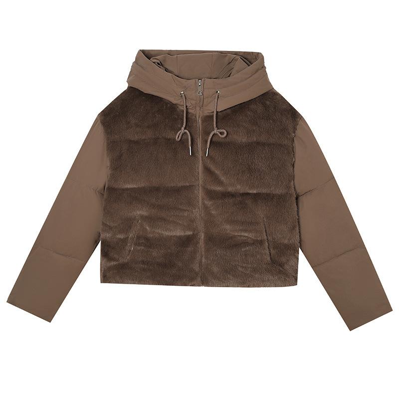 Small girls wear lamb wool splicing new women's clothing winter short fashion warm cotton jacket