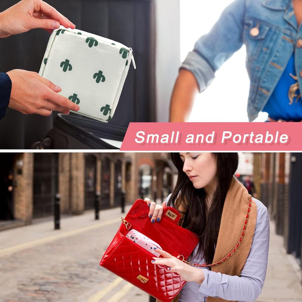 Cute Cartoon Sanitary Pad Organizer Bag for Women Girls Travel Toiletry Storage Waterproof Discrete Carry Case Cosmetic Bag