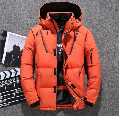 Winter Mens White Duck Down Jacket Warm Hooded Thick Slim Fit Puffer Jacket Coat Male Casual Overcoat Thermal