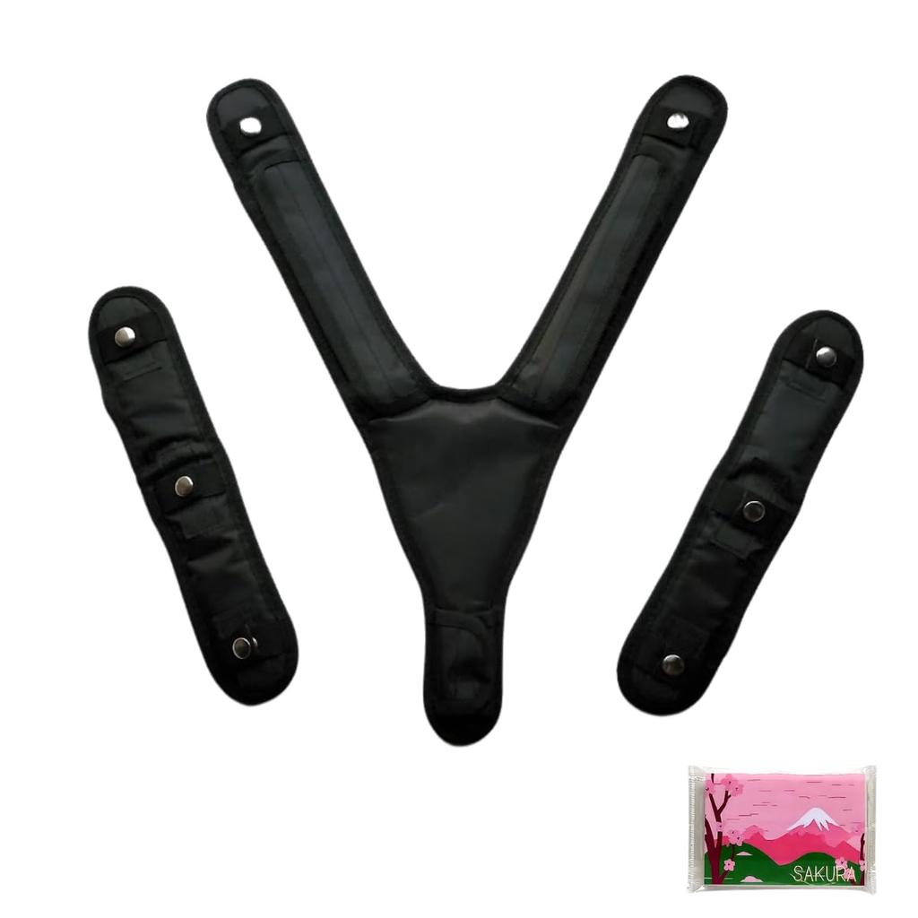 Tsubaki Model NRK Y-Type Full Harness Back Pad (Free Size, Black) + Thigh Pad (Free Size, Black, 2-Piece Set) with Bonus Item