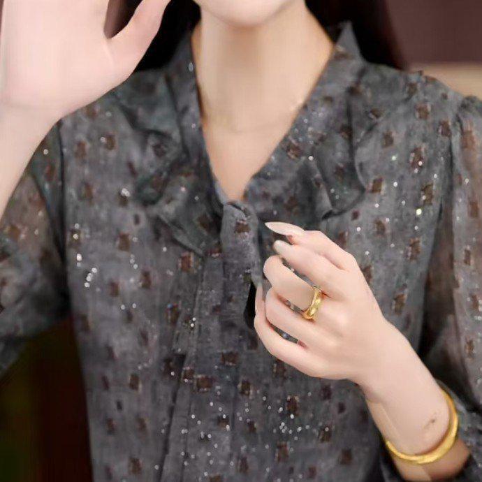 Elegant Plus Size Chiffon Lace Top for Mature Women - Spring Lightweight 5XL