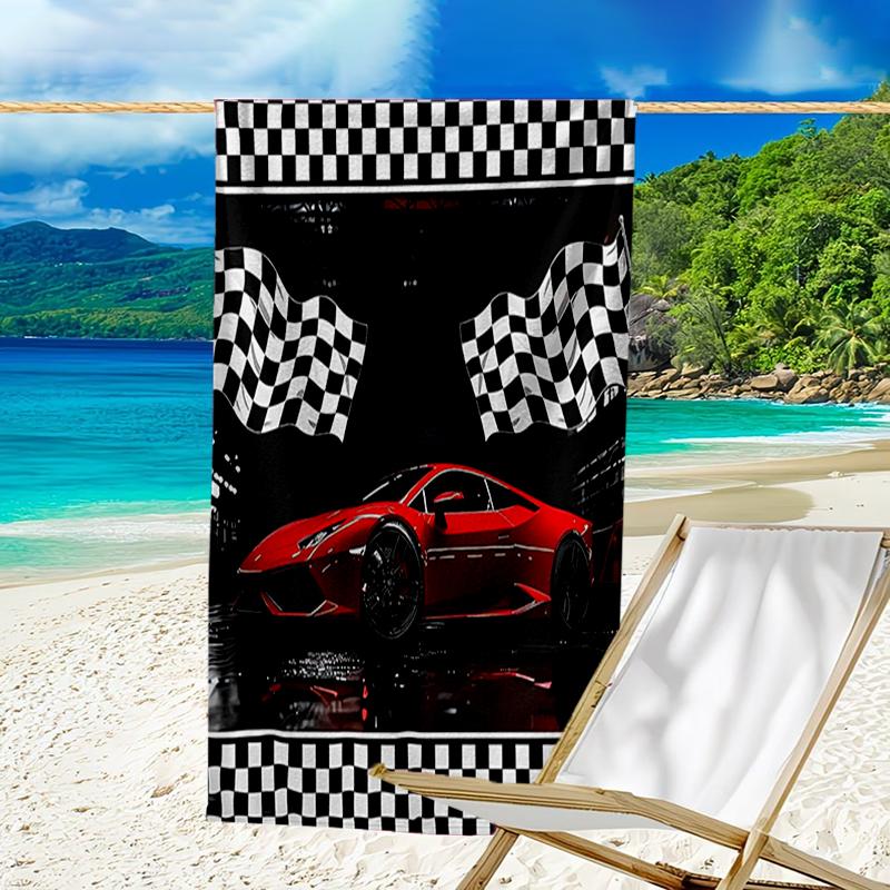 Ultra-weiches Strandtuch mit Rennsport-Thema, ideal für Pool - Camping, Tauchen - Perfekter Reisebegleiter, Lebendiges Strandtuch.