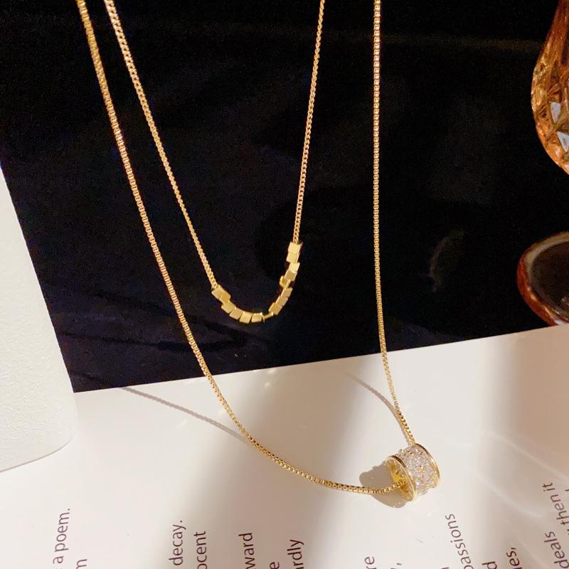 Autumn and Winter New Style Fashionable Personality Double Layered Stacked Small Waist Necklace Women's Light Luxury Premium Sweater Chain