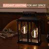 Black Plastic Lanterns with Clear Glass Shade, 3AA Battery Powered, 2 G100 LED Bulbs & Timer – Modern Farmhouse Decor for Porch,