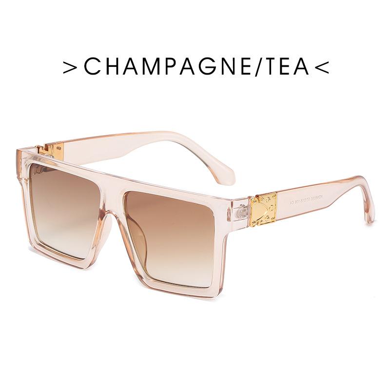 Classic Fashion Vintage Big Frame Square Sunglasses Women Men  Luxury Brand Designer Flat Top Sun Glasses Travel Shades