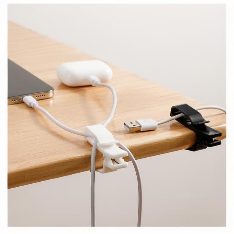 3Pcs Cable Management Clip Desk Edge Wire Holder No Drill Data Line Fixed Clamp For Desktop Home Car Cable Organizer