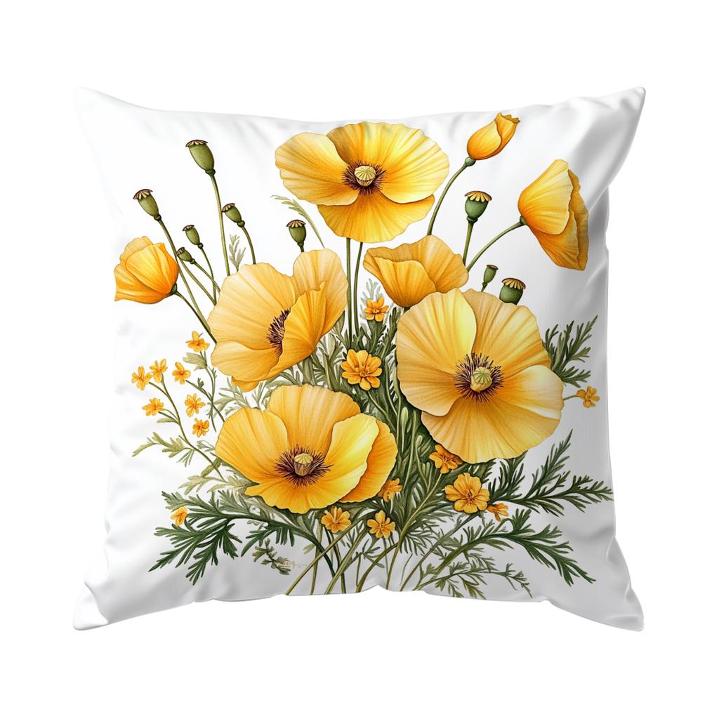 Yellow Floral Pattern Pillowcase Printed Polyester 40/45/50cm Throw Pillowcover Decorative Sofa Cushion Pillowslip Home Decor
