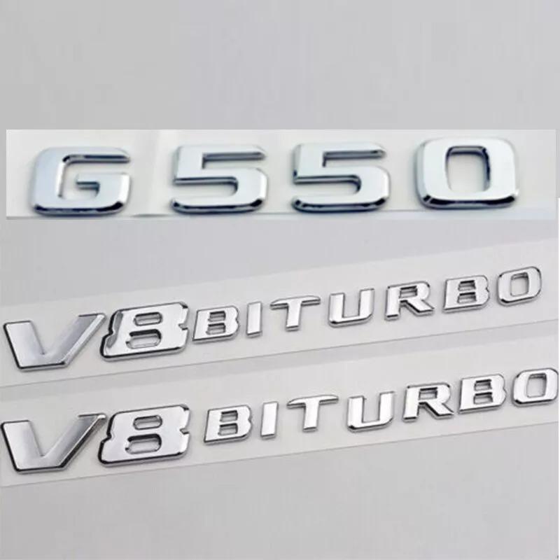 

3PCS Chrome G550 V8 BITURBO Letters Trunk Embl Badge Sticker for Mercedes Benz Accessories