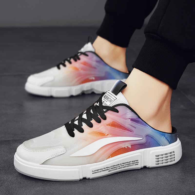 Canvas men's shoes summer trend versatile one-pedal breathable casual cloth shoes men's heel-free half-drag men's trendy shoes