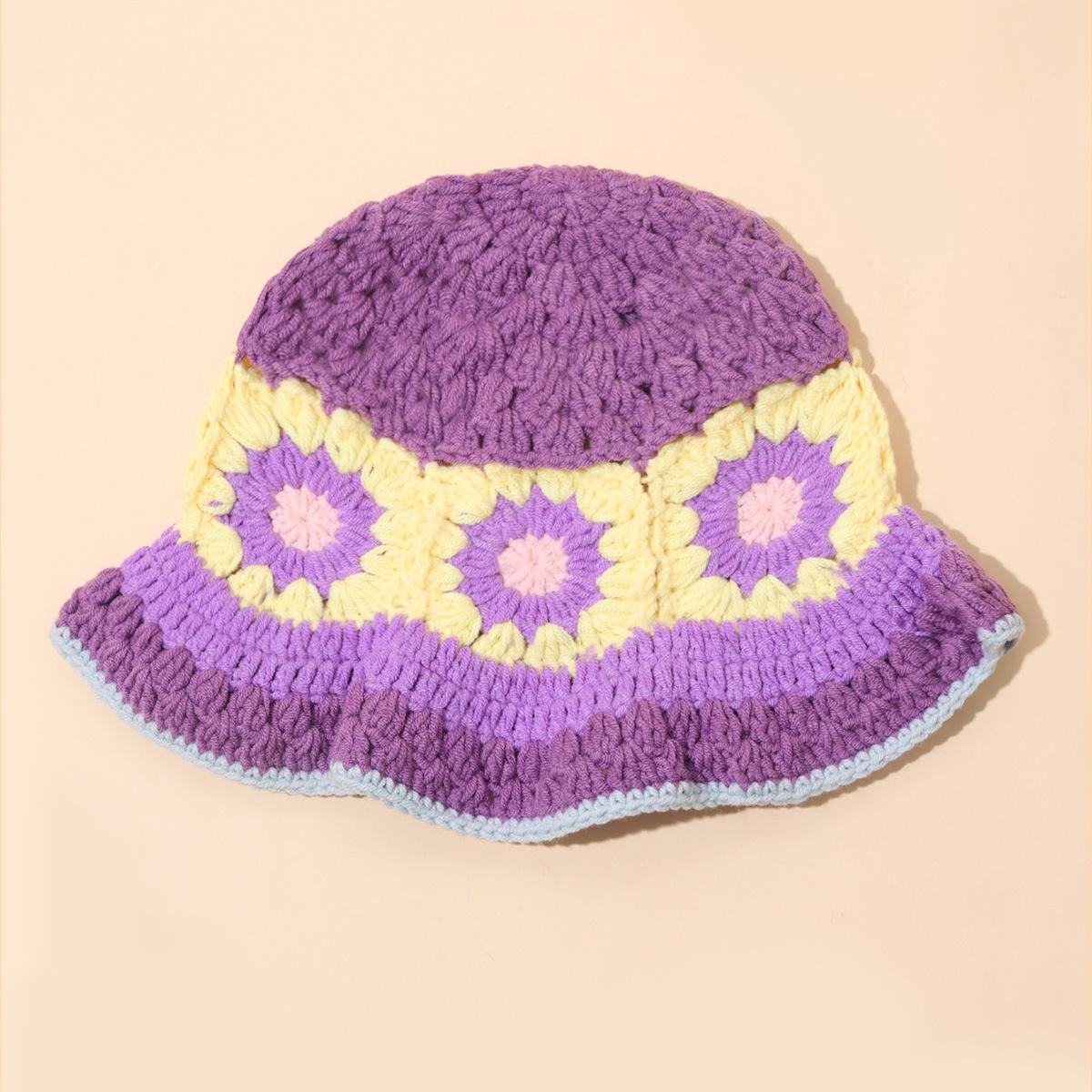 New Design 2025 Factory Fashion Cute Crochet Knitted Flower Women Bucket Hats