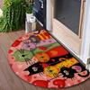 American Style Semi-Circular Cat Crystal Velvet Doormat - Durable, Stain & Wear Resistant, Decorative Floor Mat