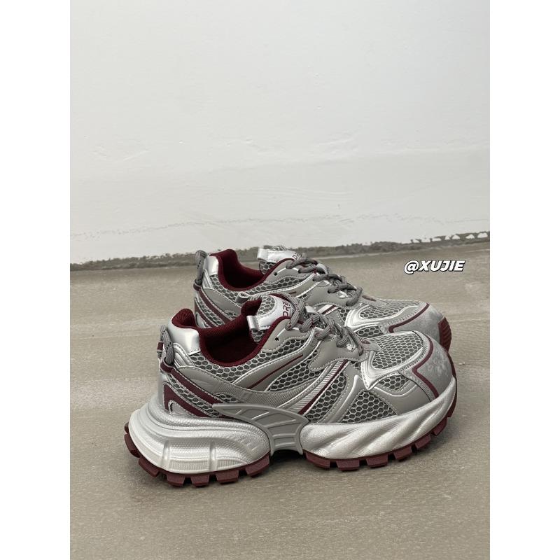 

New casual comfortable versatile fashion dad shoes women s retro breathable lace-up thick-soled heightening running shoes 35