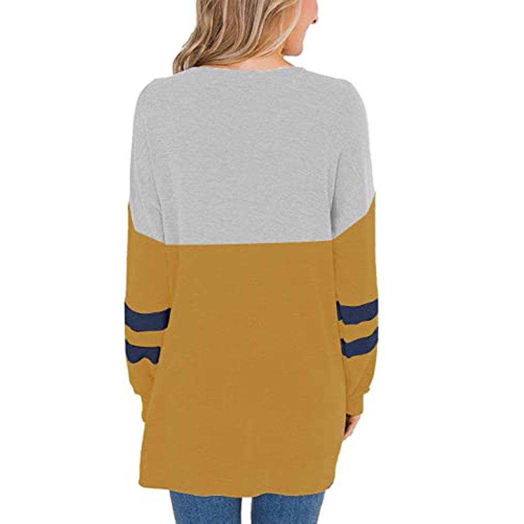 Fashion Women's Patchwork Round Neck Long Sleeve Loose And Comfortable Top