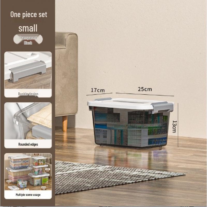 Large Transparent Plastic Storage Box for Clothes, Snacks, Books, and Toys