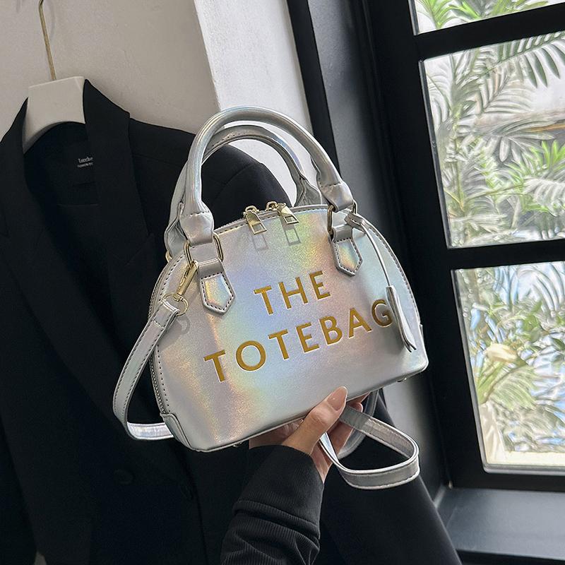 

Женская сумка через плечо из лакированной кожи, новая модная сумка-ракушка с буквенным принтом, женская вечерняя трендовая сумка класса люкс высокого качества