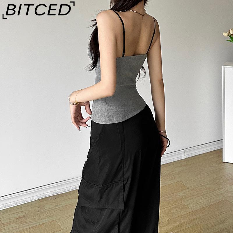 BITCED Summer Women's Solid-Colour Slim-Fit Streetwear Fashion Halter Neck Sexy Backless Tank Top