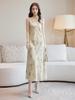 Satin Chinese Retro Floral Slim Fit Camisole Dress - Women's Summer 2026 Collection