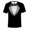 T-shirt a maniche corte con stampa cravatta effetto completo finto, elegante T-shirt formale