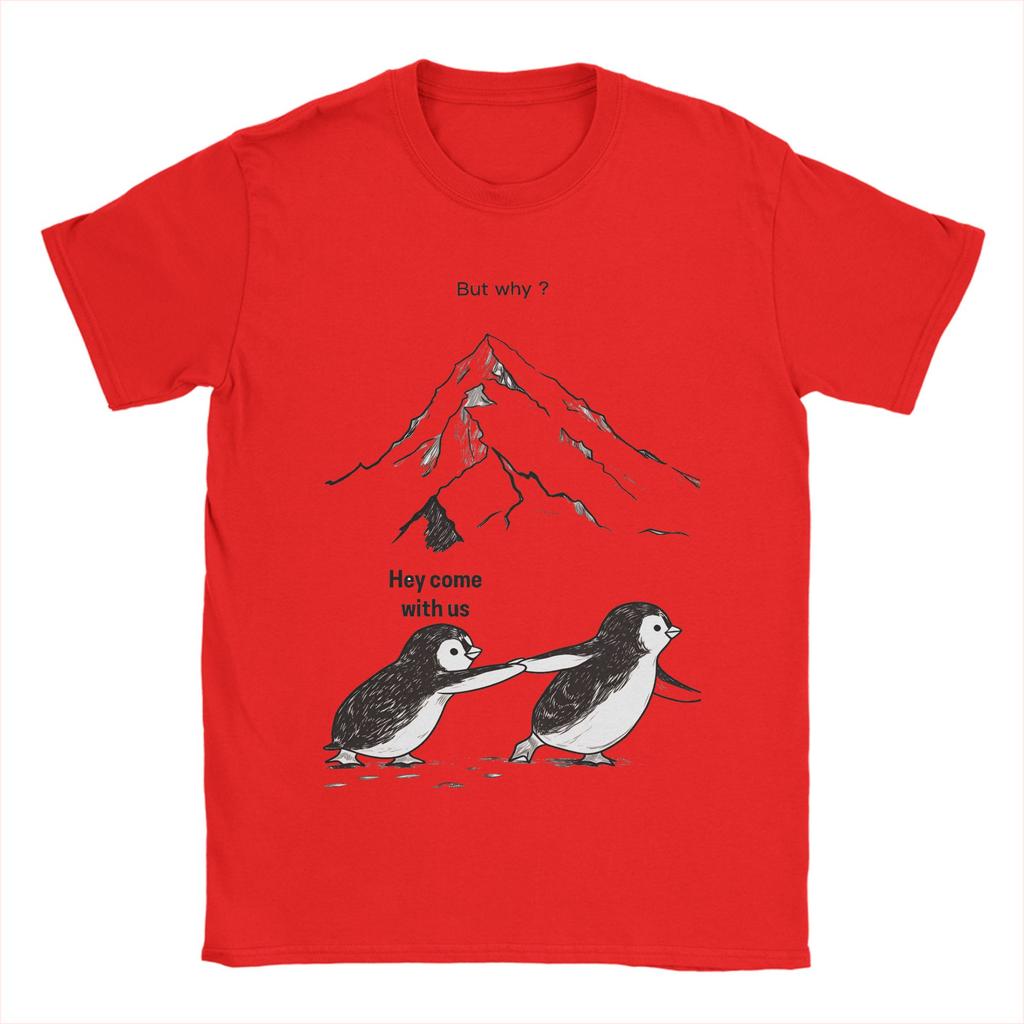 Zabawne Koszulki z Pingwinem Nihilistą Męskie Okrągły Dekolt 100% Bawełna T-shirt Krótki Rękaw Koszulka z Nadrukiem Top