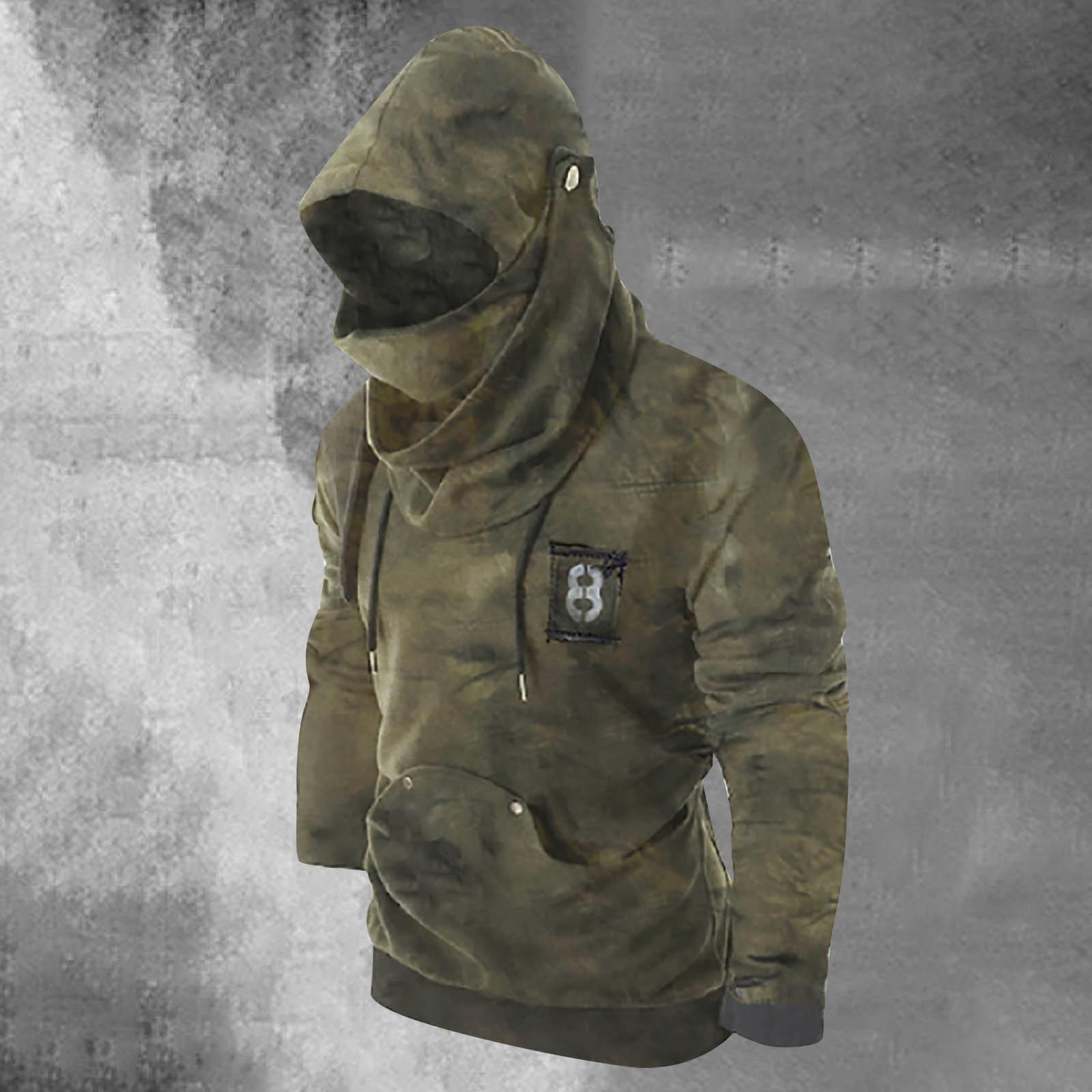 

Мужская пуловерная куртка с капюшоном на Хэллоуин, пальто для косплея, толстовка с капюшоном на шнурке XXXXL зелёный