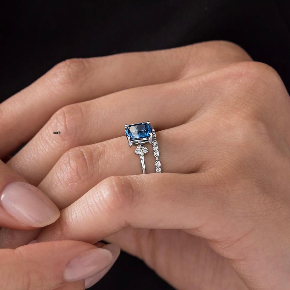 Deep Blue Zircon Couple Rings - Unisex Fashion Jewelry Bestseller