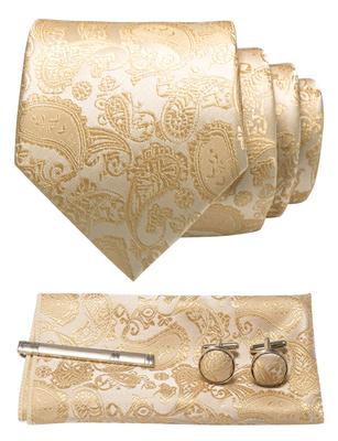 [JEMYGINS] Men's Tie, Paisley Pattern, Pin, Cufflinks, Pocket Square, Business, Job Hunting, Wedding, Entrance Ceremony, Graduation Ceremony,