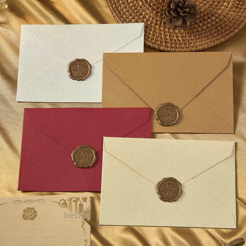 Chinese Style Retro Hemp Envelope & Stationery Set with Kraft Paper and Sealing Wax
