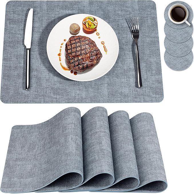 Popular square cloth pattern placemat waterproof and oil-proof table mat thermal insulation mat leather premium hotel meal