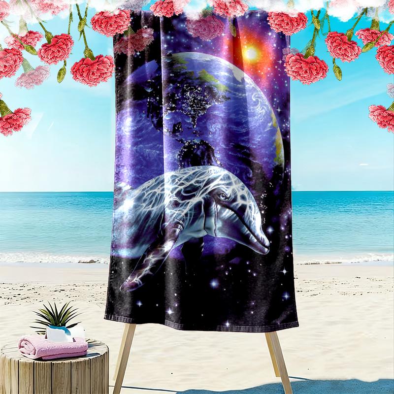 Dolphins Print Beach Towel, Large Soft Quick Dry Towel for Beach Camping Swimming