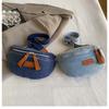 Vintage Denim Brusttasche für Damen Mode Vielseitige Reißverschluss Crossbody Bauchtasche mit Verstellbarem Breitem Schultergurt Stilvolle Outdoor-Hüfttasche